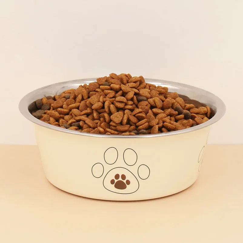Stainless steel footprint dog bowl  bowl dog bowl cartoon