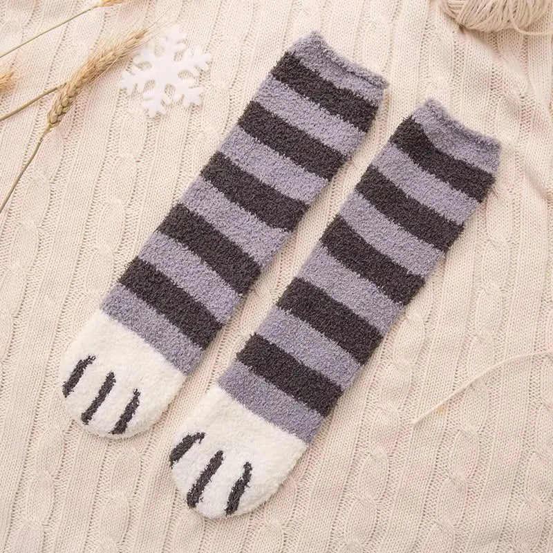 Women Winter Warm Fluffy Socks Cute Animal Claw Socks