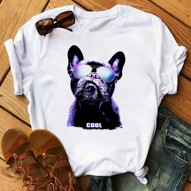 Cute French Bulldog T-shirt Animal Print Pattern Shirt