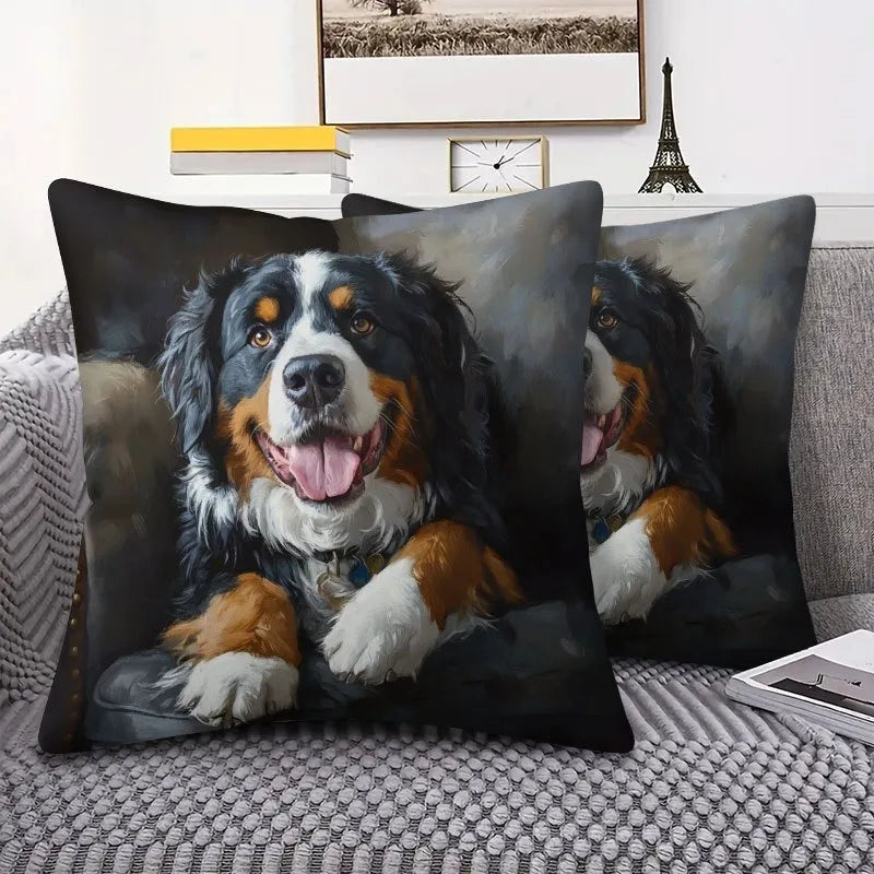 Modern Bernese Mountain Dog Pillow Cover Decor