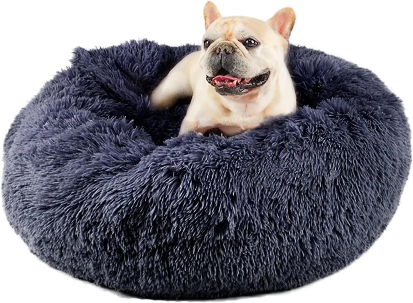 Medium Round Dog Bed with Attached Blanket Pet Bed
