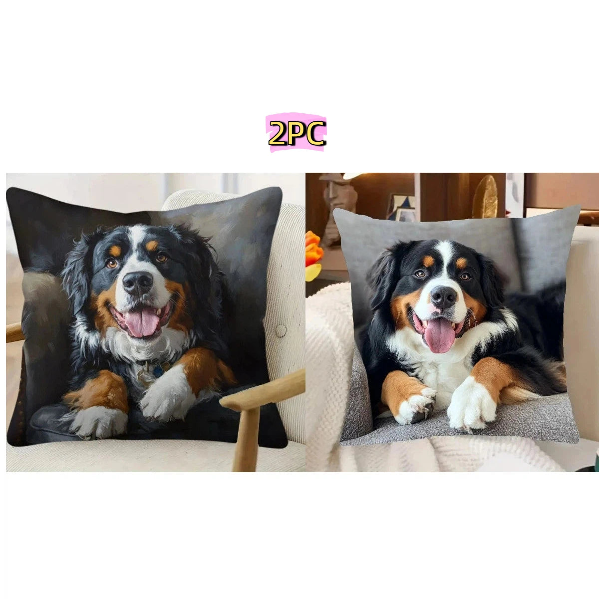 Modern Bernese Mountain Dog Pillow Cover Decor