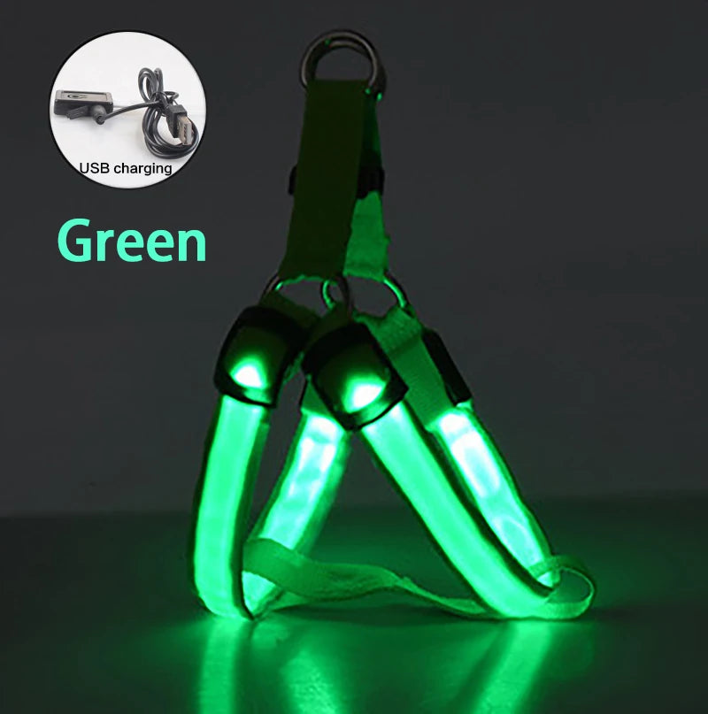 LED Dog Harness Rechargeable Flashing Night Safety