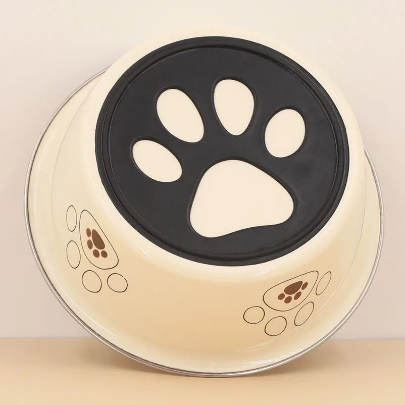 Stainless steel footprint dog bowl  bowl dog bowl cartoon