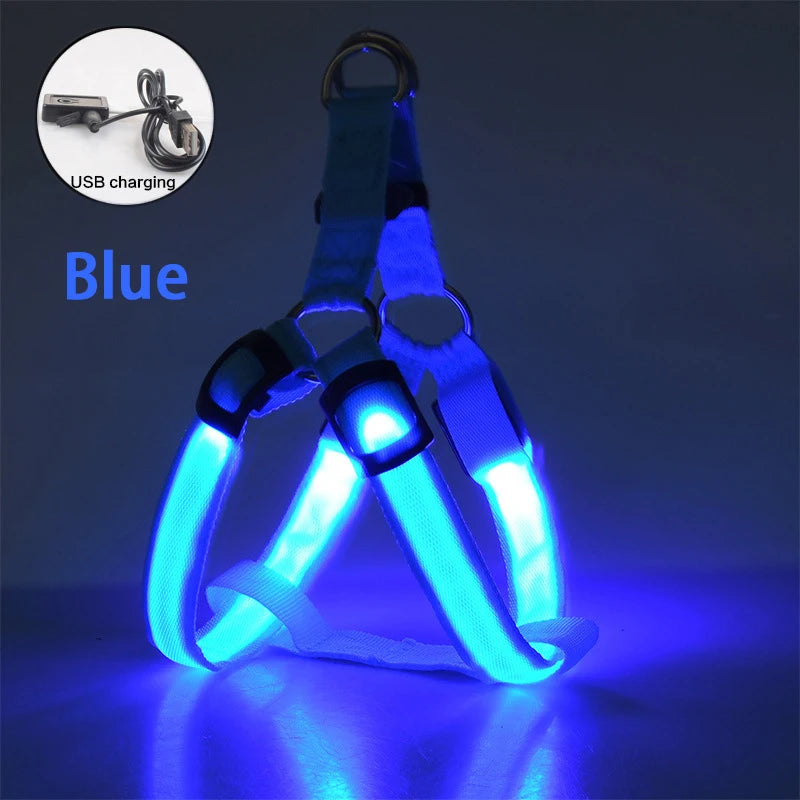 LED Dog Harness Rechargeable Flashing Night Safety