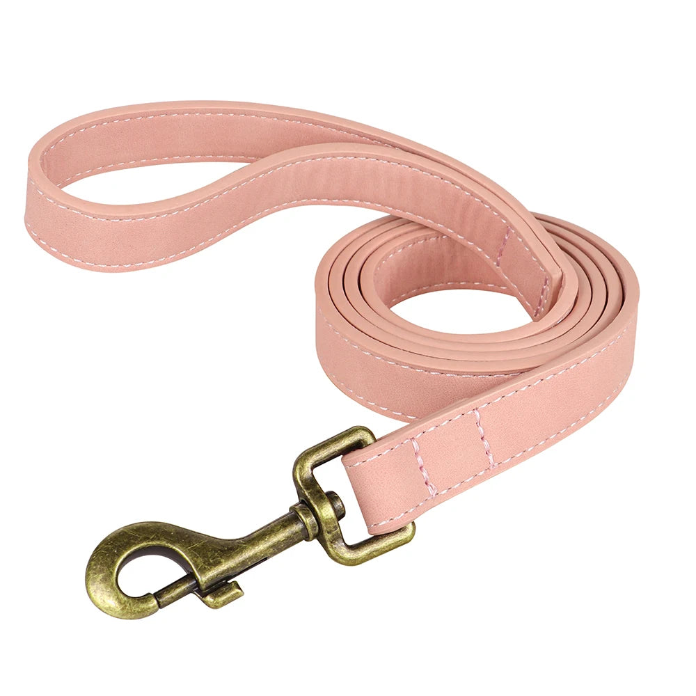 Custom PU Leather Harness And Leash Engraved Dog