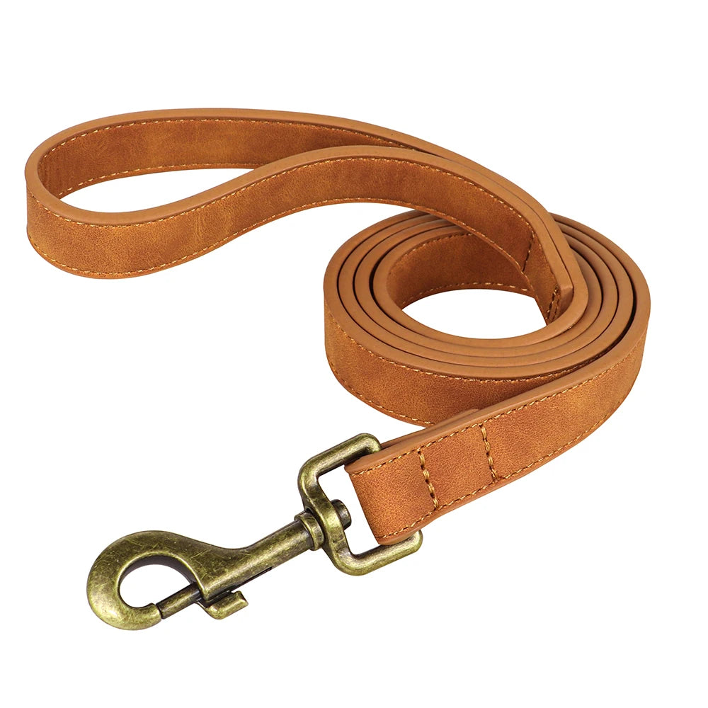 Custom PU Leather Harness And Leash Engraved Dog