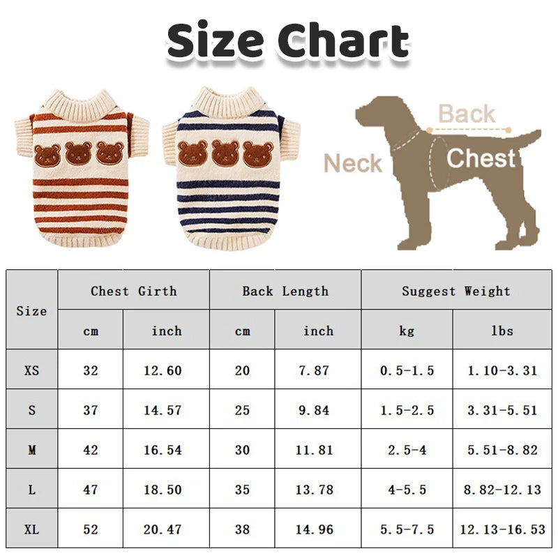 Luxury Dog Clothes Bear Striped Sweater  Pet Supplies