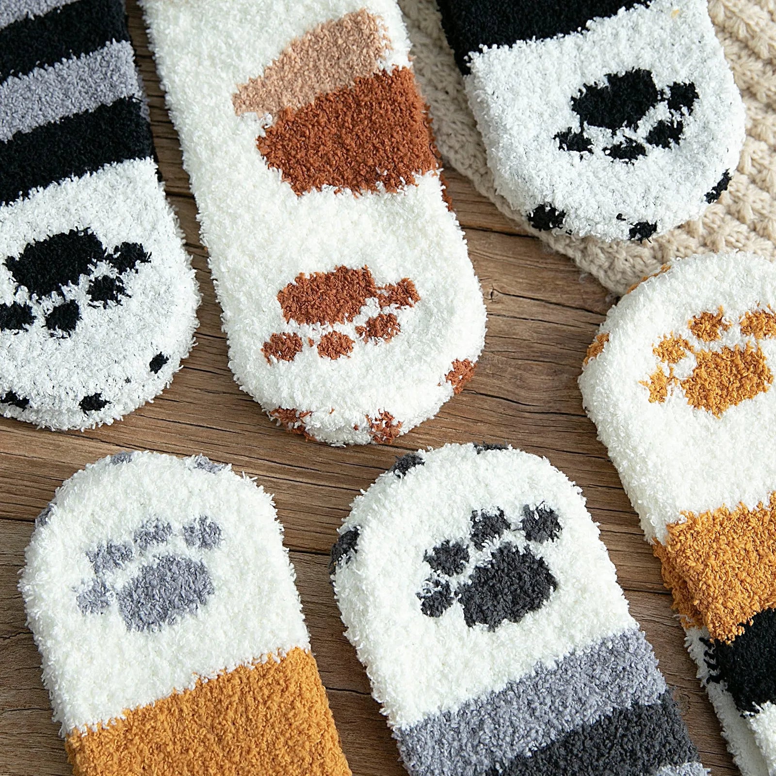 Women Winter Warm Fluffy Socks Cute Animal Claw Socks