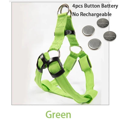 LED Dog Harness Rechargeable Flashing Night Safety