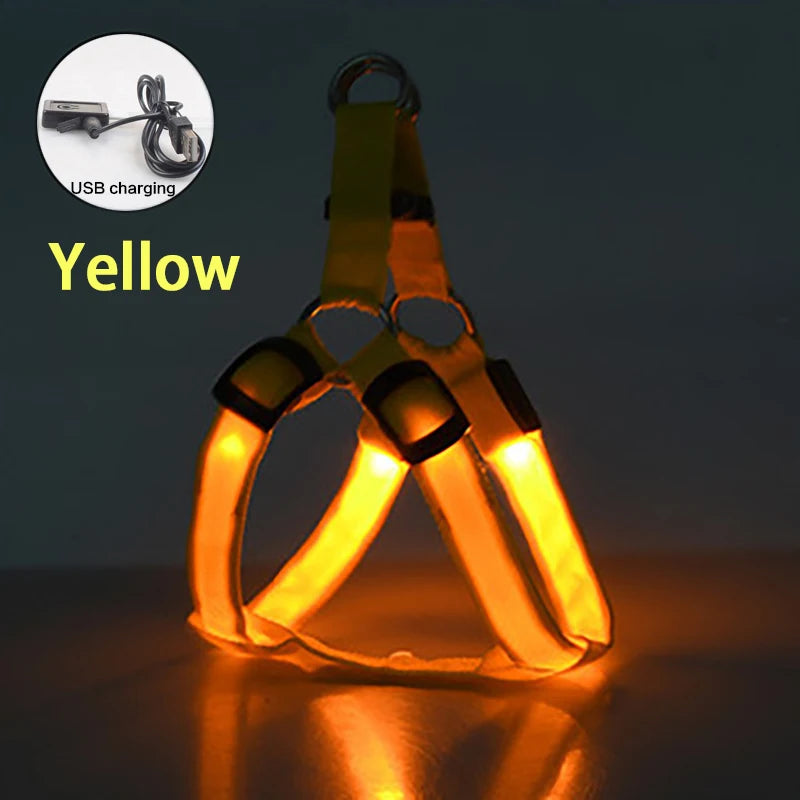 LED Dog Harness Rechargeable Flashing Night Safety